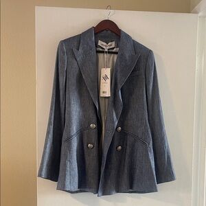 Veronica Beard Chambray Blazer with Silver Accents